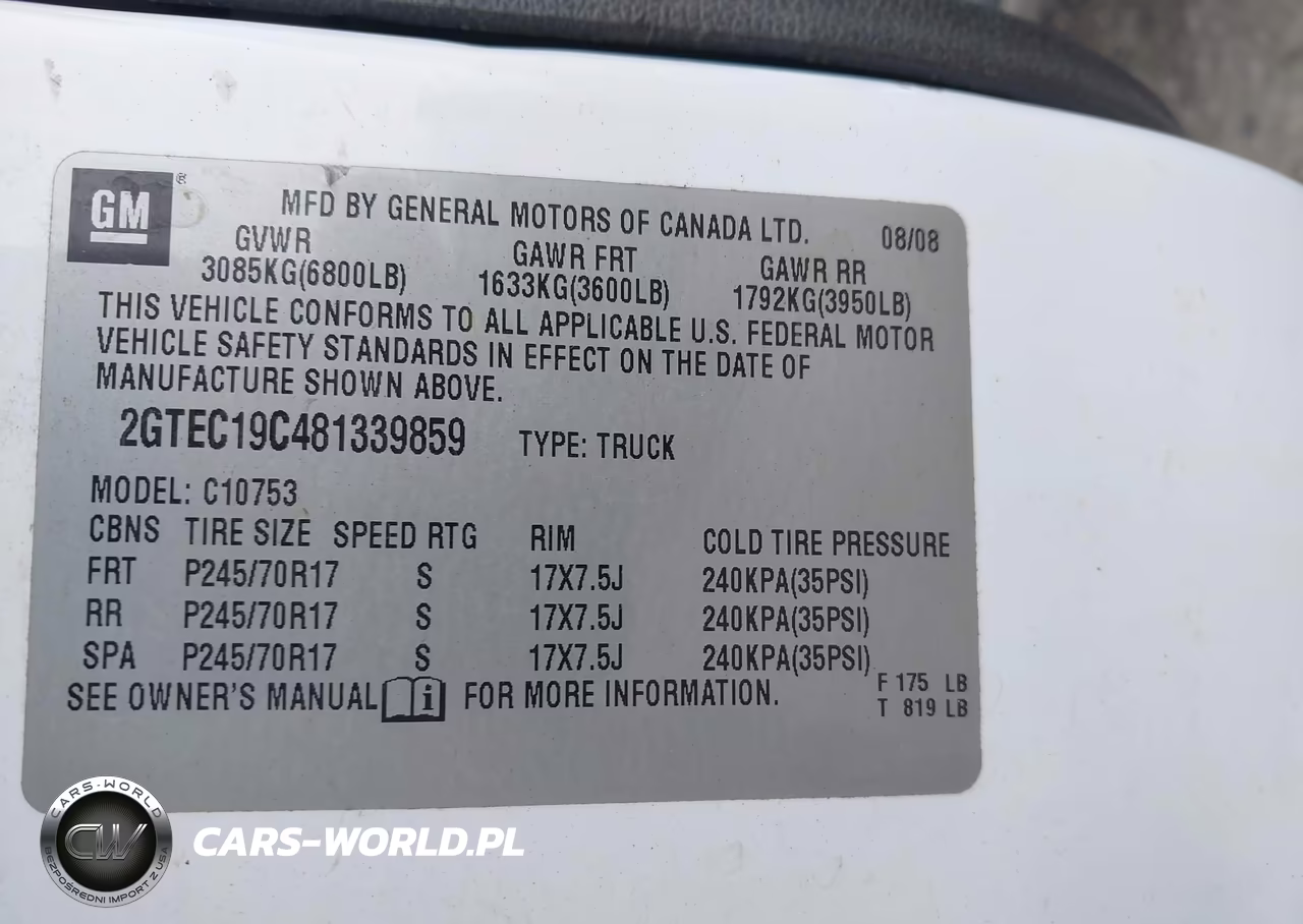 2008 GMC Sierra 1500 Sl VIN:2GTEC19C481339859 - 9