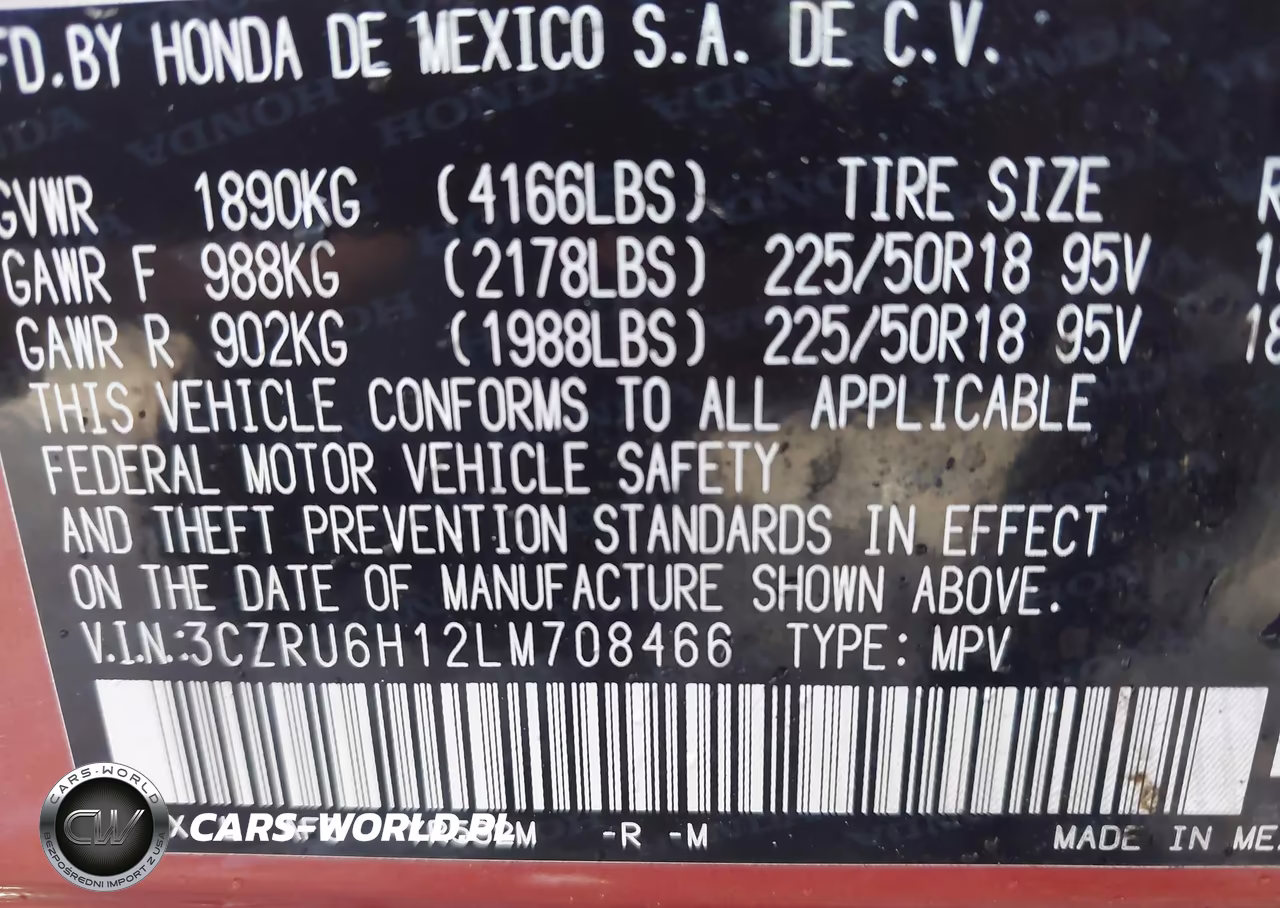 2020 Honda Hr-V Awd Sport VIN:3CZRU6H12LM708466 - 9