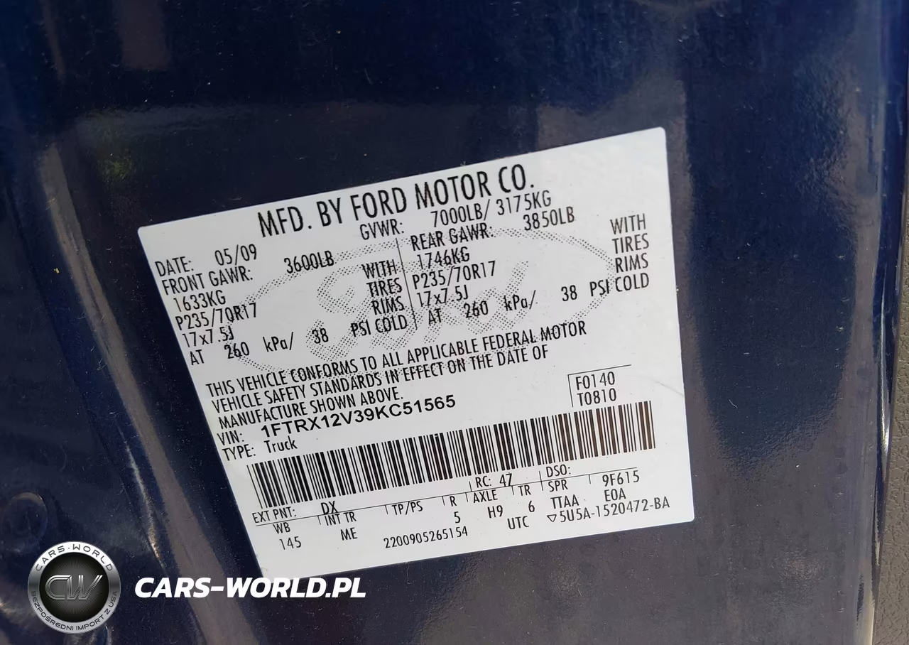 2009 Ford F-150 Lariat-Xl-Xlt VIN:1FTRX12V39KC51565 - 9