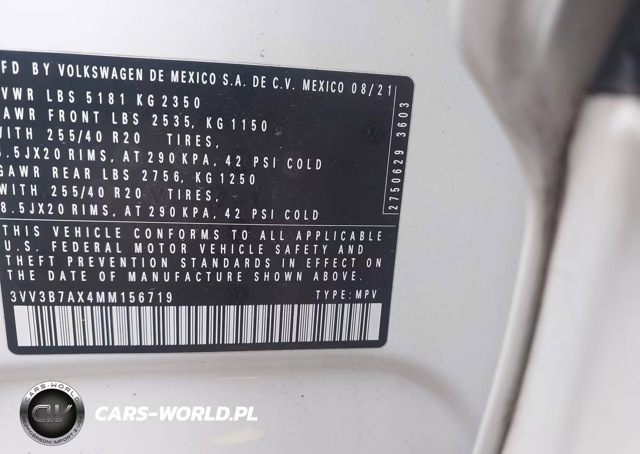 2021 Volkswagen Tiguan 2.0T Se-2.0T Se R-Line Black-2.0T Sel VIN:3VV3B7AX4MM156719 - 9