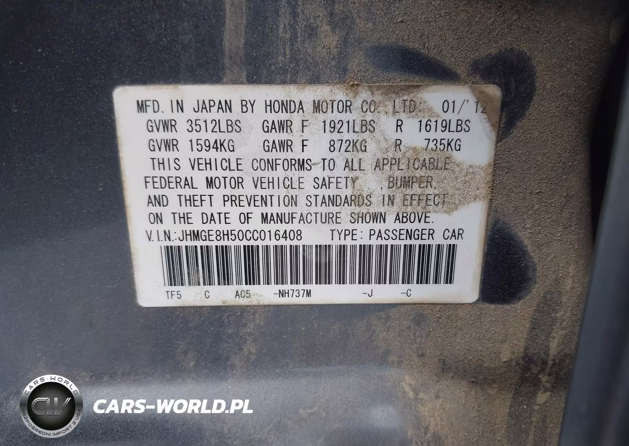 2012 Honda Fit Sport VIN:JHMGE8H50CC016408 - 9