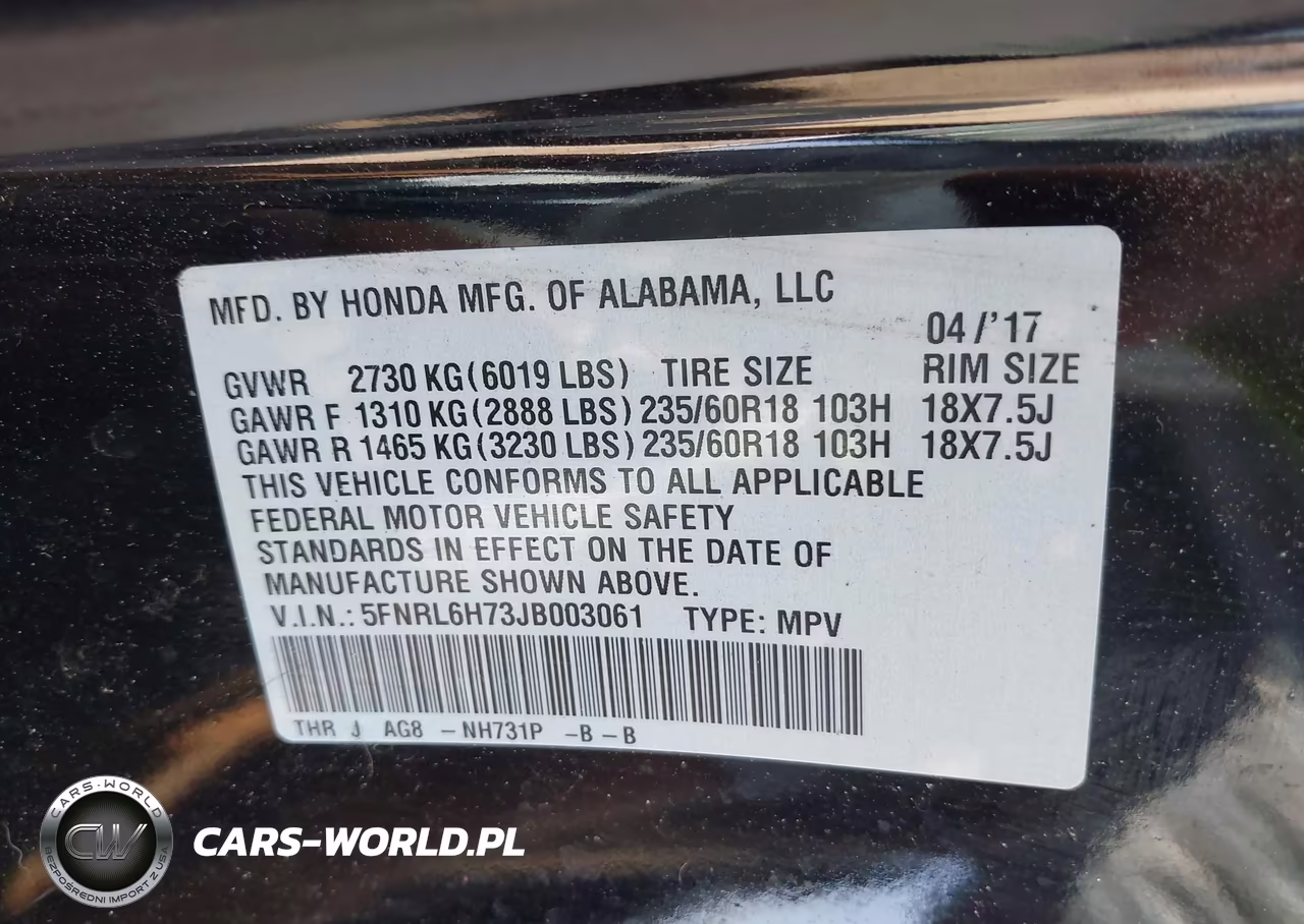2018 Honda Odyssey Ex-L VIN:5FNRL6H73JB003061 - 9
