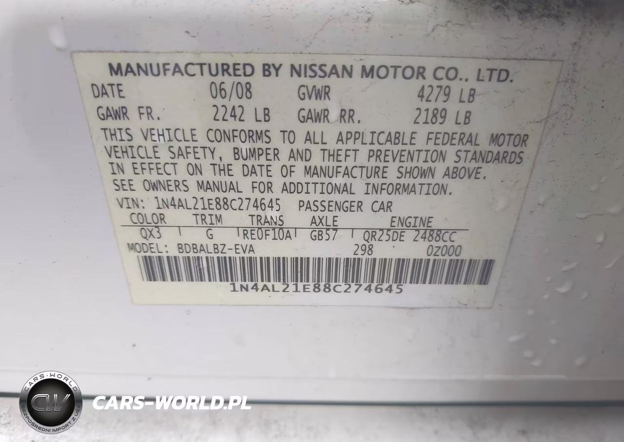 2008 Nissan Altima 2.5 S VIN:1N4AL21E88C274645 - 9