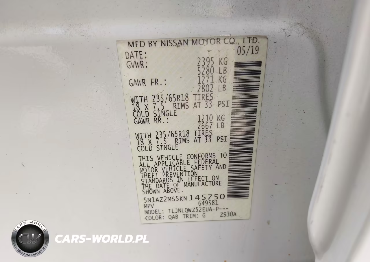 2019 Nissan Murano Sv VIN:5N1AZ2MS5KN145750 - 9