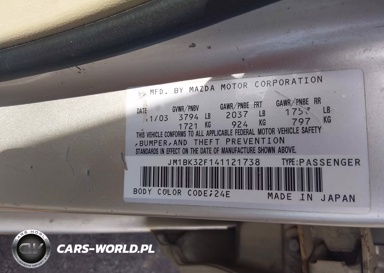 2004 Mazda Mazda3 I VIN:JM1BK32F141121738 - 9
