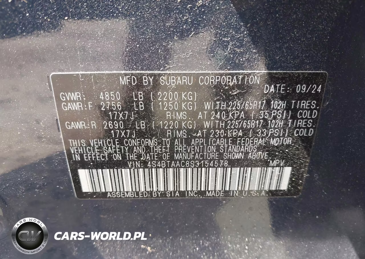 2025 Subaru Outback VIN:4S4BTAAC8S3154578 - 9