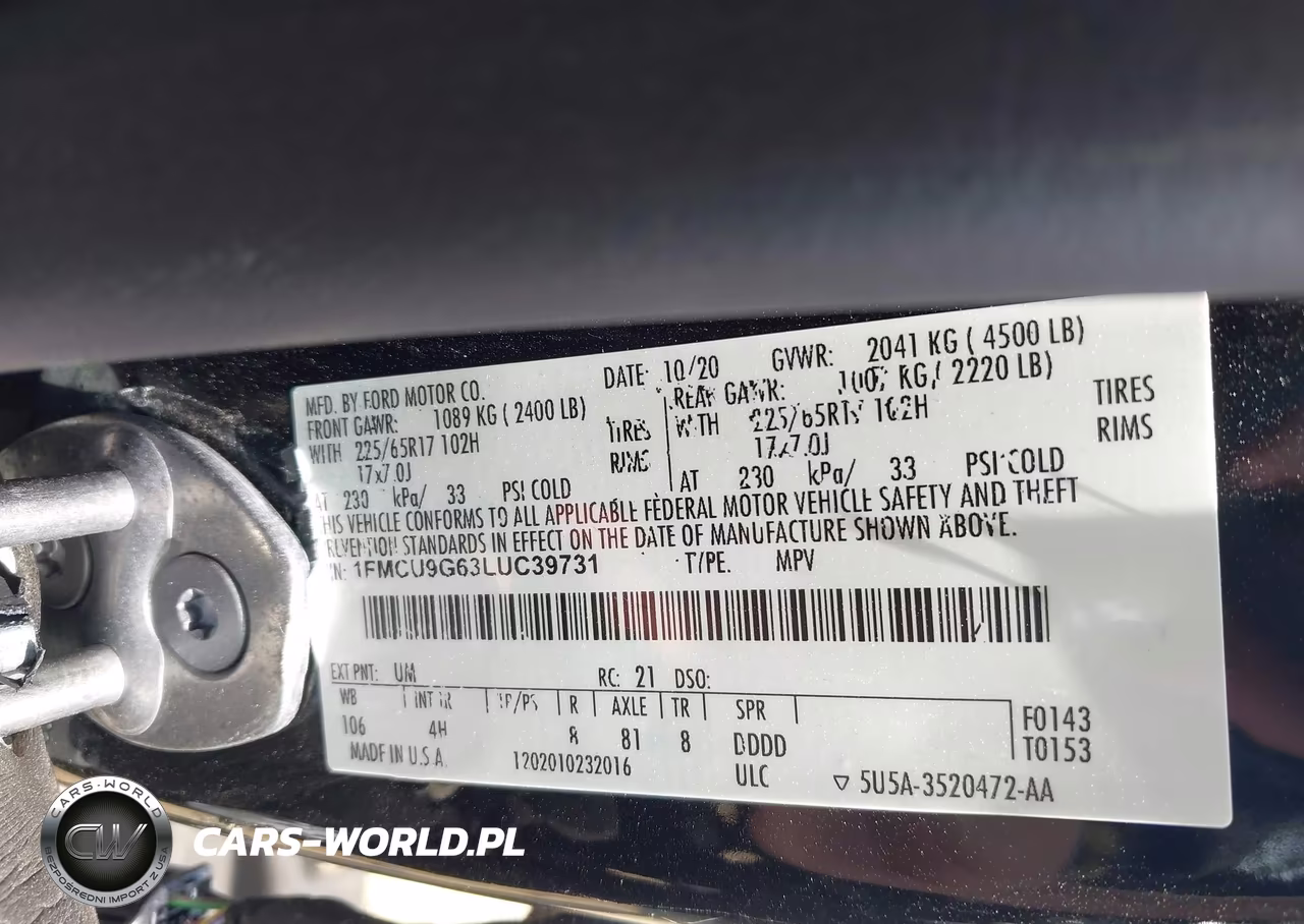 2020 Ford Escape Se VIN:1FMCU9G63LUC39731 - 9