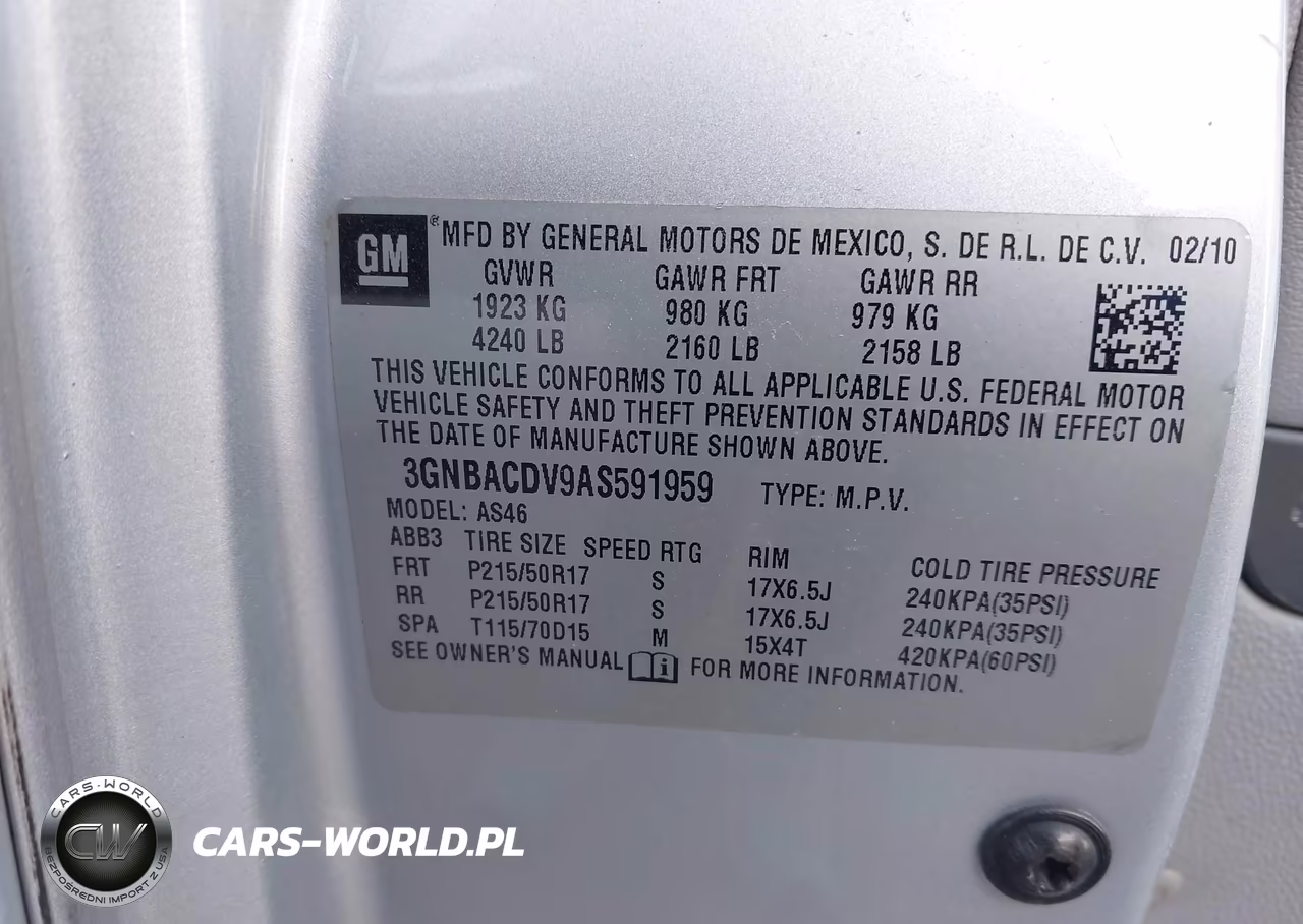 2010 Chevrolet Hhr Lt VIN:3GNBACDV9AS591959 - 9