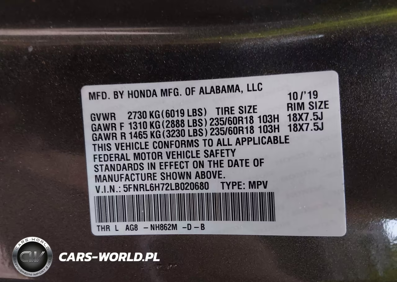 2020 Honda Odyssey Ex-L-Ex-L W-Navi Res VIN:5FNRL6H72LB020680 - 9
