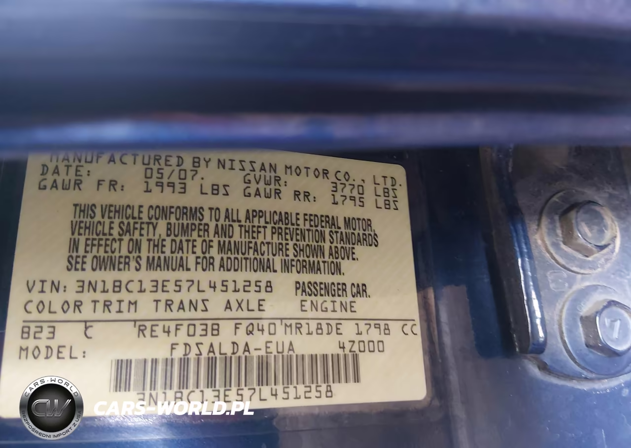 2007 Nissan Versa 1.8S VIN:3N1BC13E57L451258 - 9