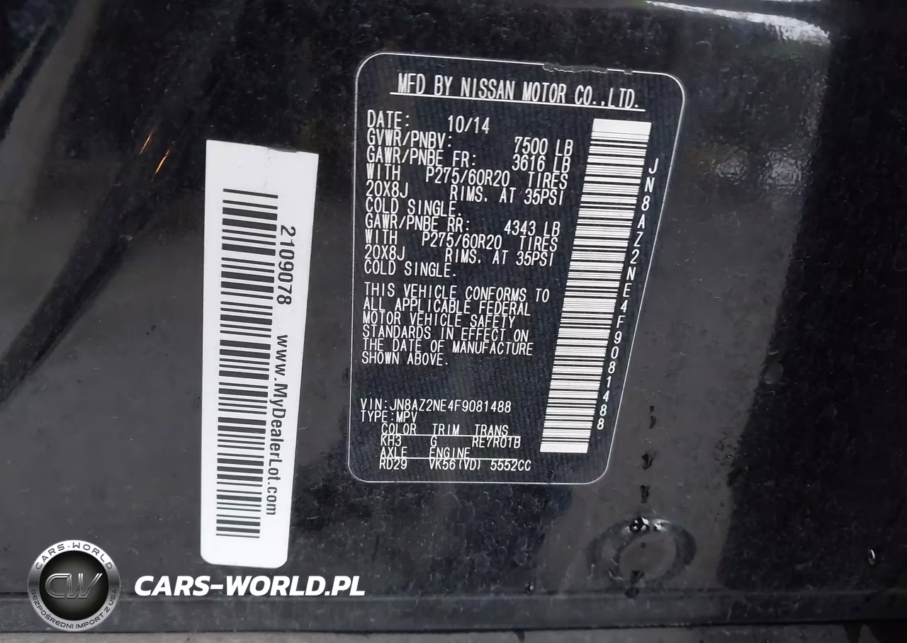 2015 Infiniti Qx80 VIN:JN8AZ2NE4F9081488 - 9
