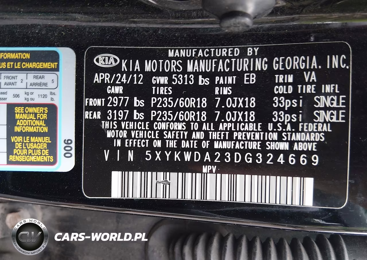 2013 Kia Sorento Sx V6 VIN:5XYKWDA23DG324669 - 9