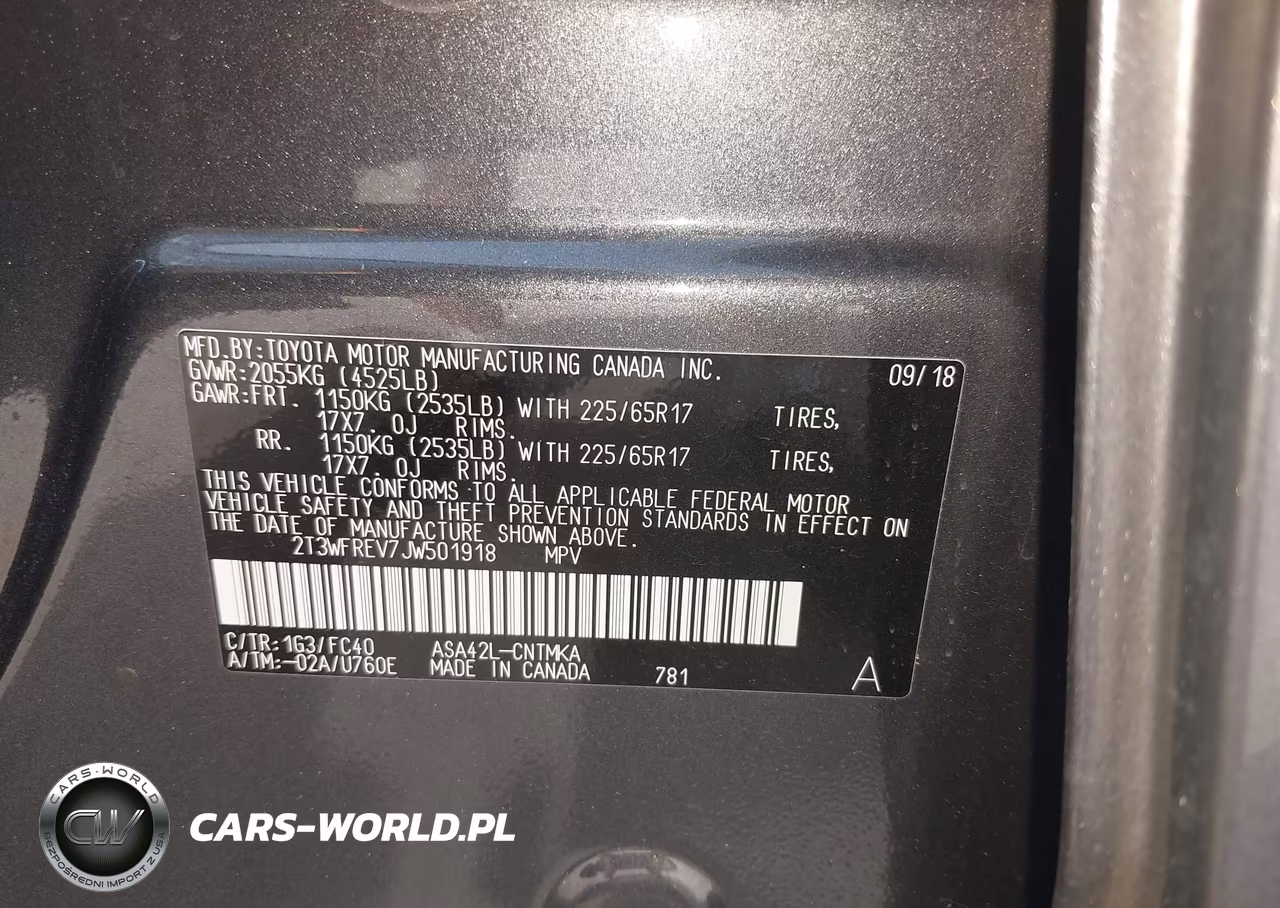 2018 Toyota Rav4 Xle VIN:2T3WFREV7JW501918 - 9