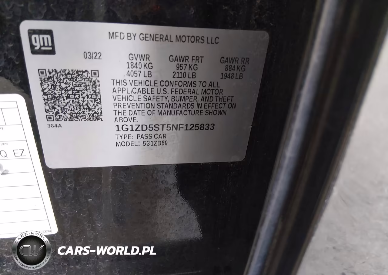 2022 Chevrolet Malibu Fwd Lt VIN:1G1ZD5ST5NF125833 - 9