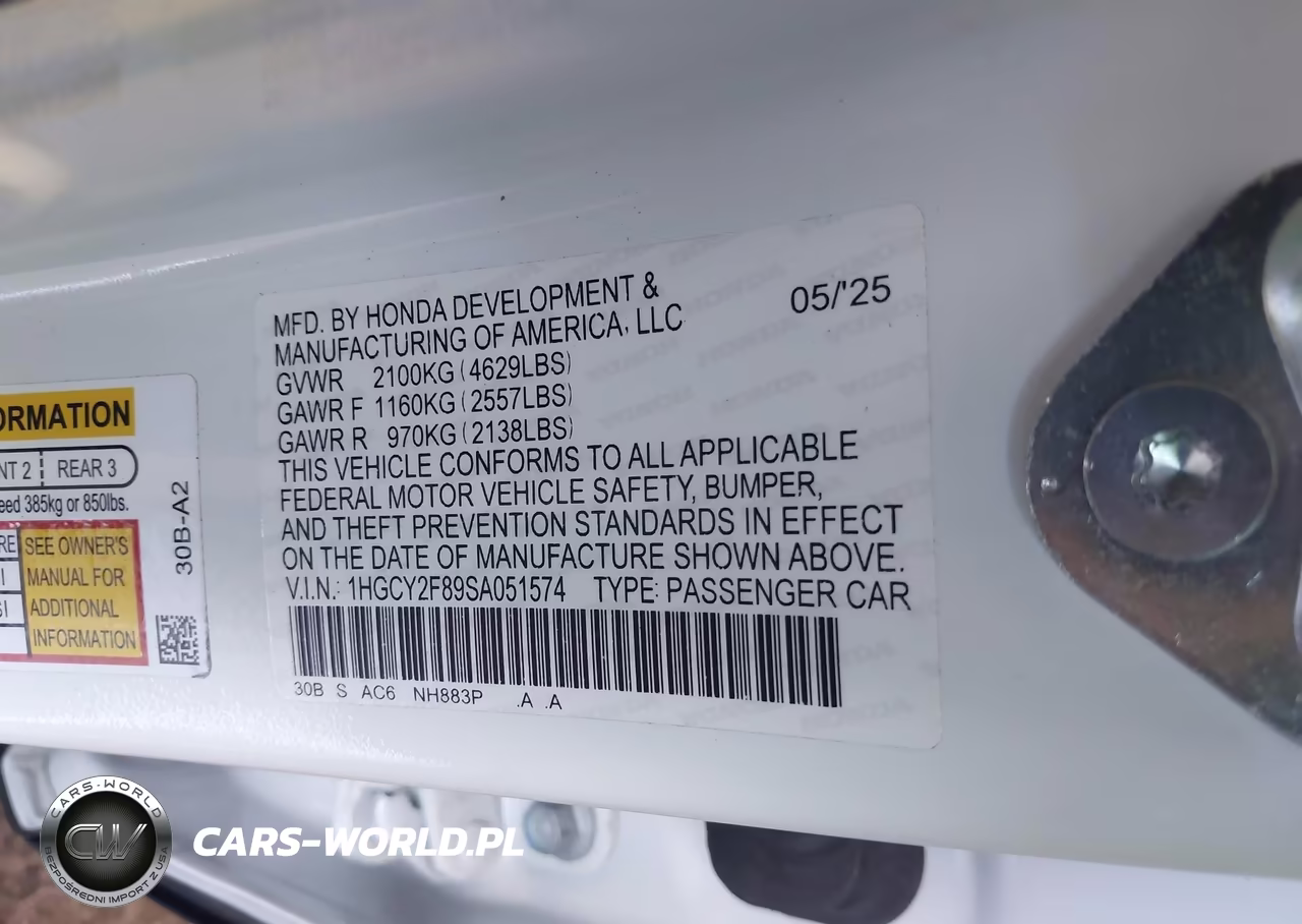 2025 Honda Accord Hybrid Touring VIN:1HGCY2F89SA051574 - 9