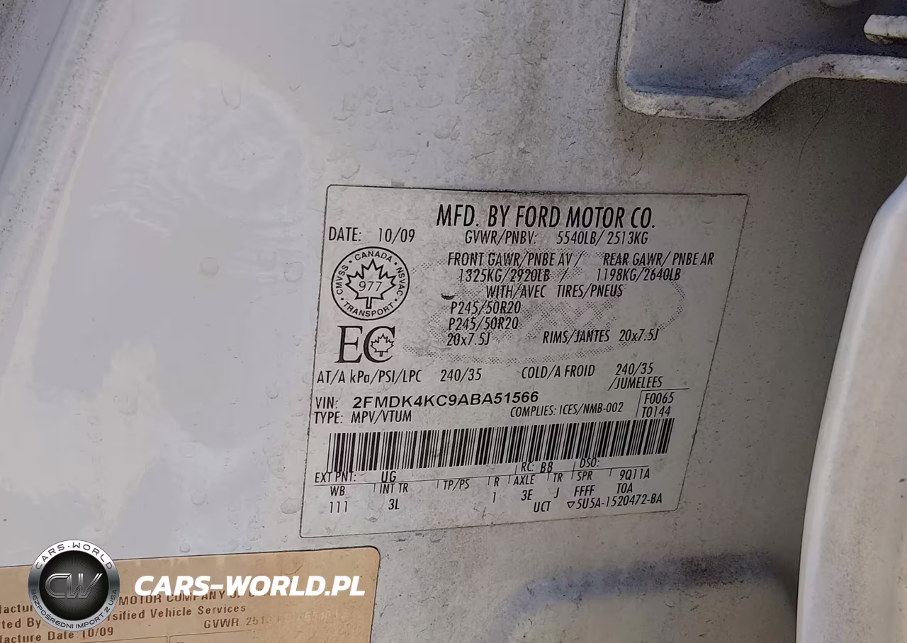 2010 Ford Edge Limited VIN:2FMDK4KC9ABA51566 - 9