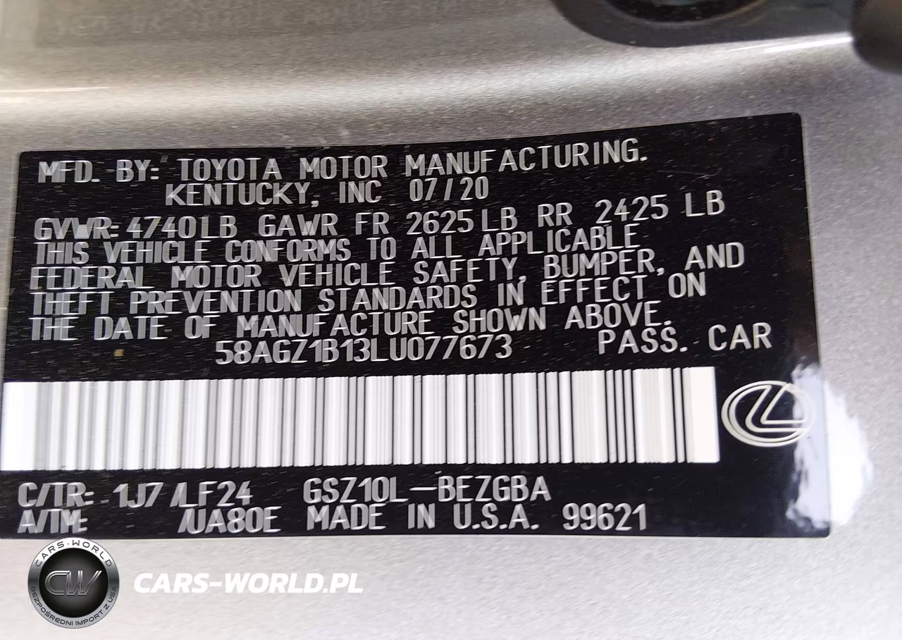 2020 Lexus Es 350 F Sport VIN:58AGZ1B13LU077673 - 9