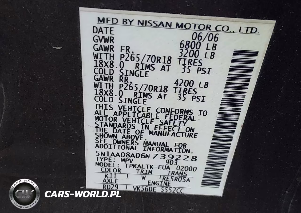 2006 Nissan Armada Se VIN:5N1AA08A06N739228 - 9