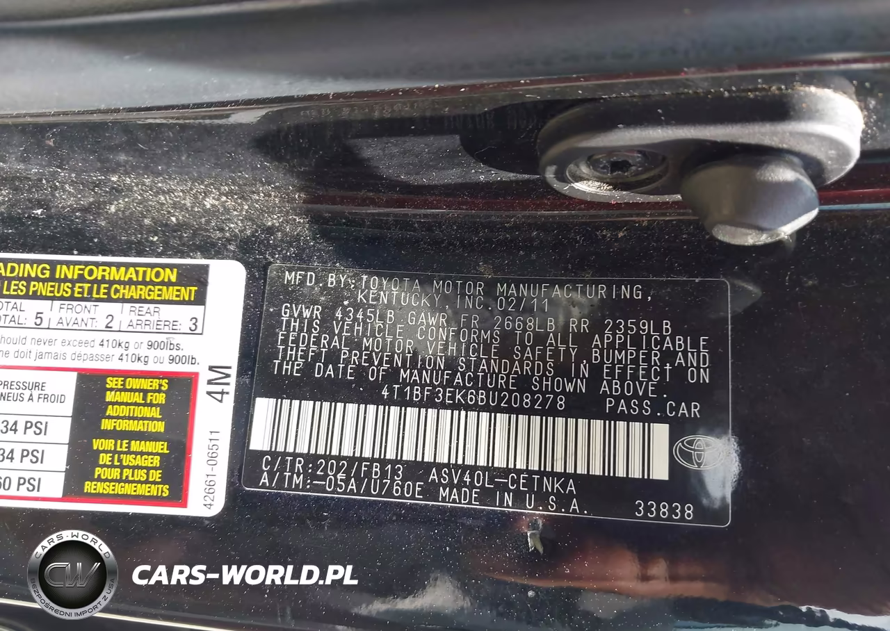 2011 Toyota Camry Le VIN:4T1BF3EK6BU208278 - 9