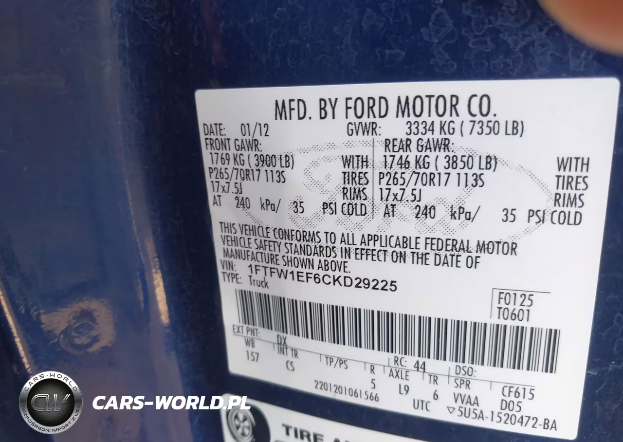 2012 Ford F-150 Xl VIN:1FTFW1EF6CKD29225 - 9