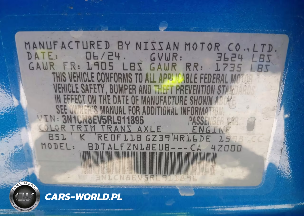 2024 Nissan Versa 1.6 Sv VIN:3N1CN8EV5RL911896 - 9