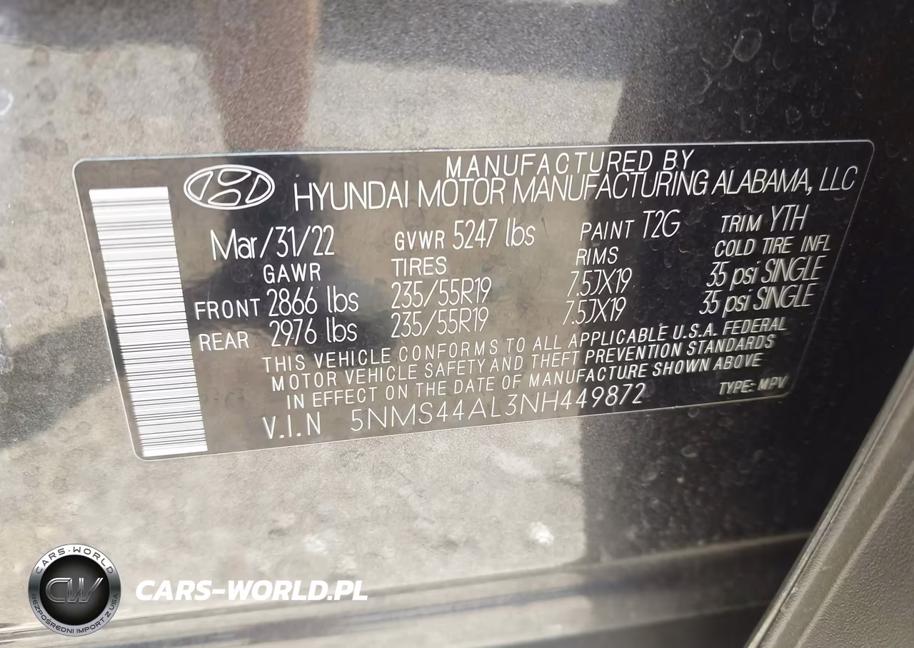 2022 Hyundai Santa Fe Limited VIN:5NMS44AL3NH449872 - 9