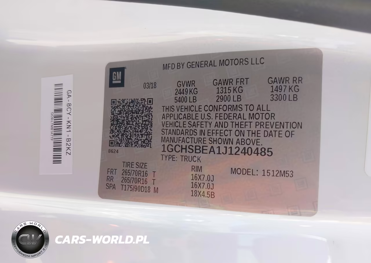 2018 Chevrolet Colorado Wt VIN:1GCHSBEA1J1240485 - 9