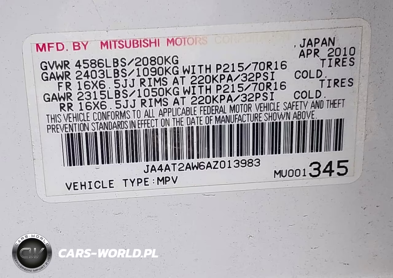 2010 Mitsubishi Outlander Es VIN:JA4AT2AW6AZ013983 - 9