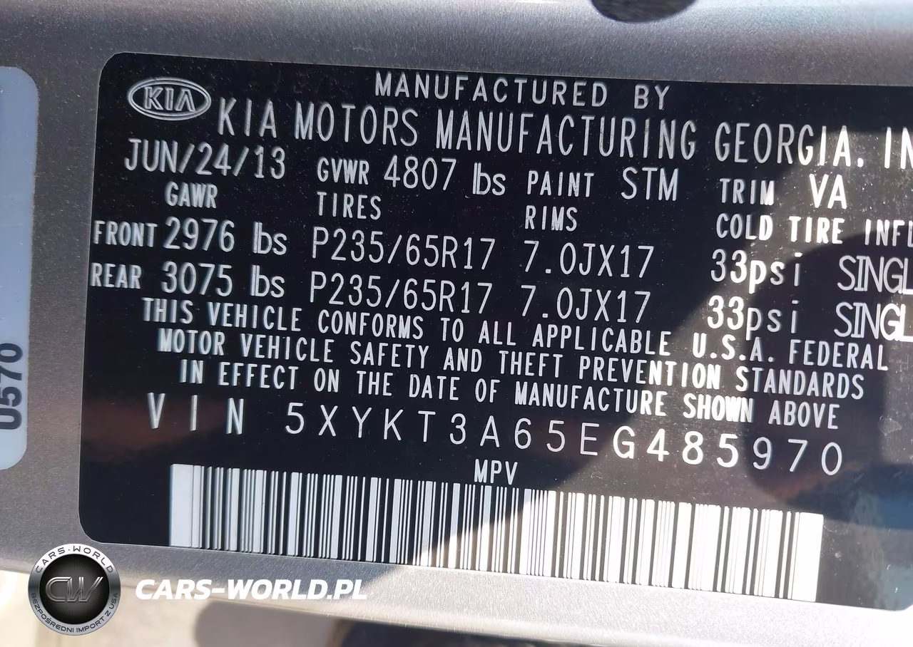 2014 Kia Sorento Lx VIN:5XYKT3A65EG485970 - 9