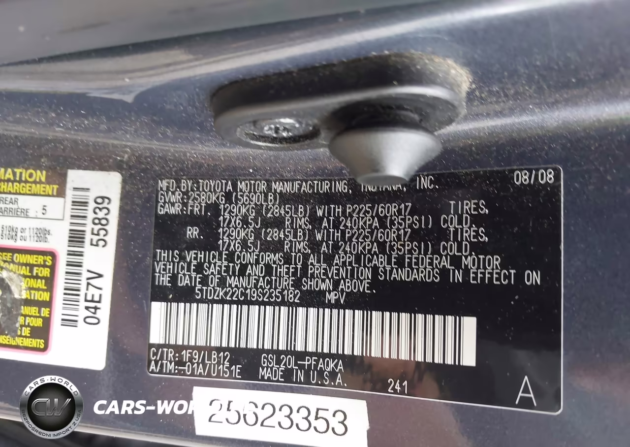 2009 Toyota Sienna Xle VIN:5TDZK22C19S235182 - 9