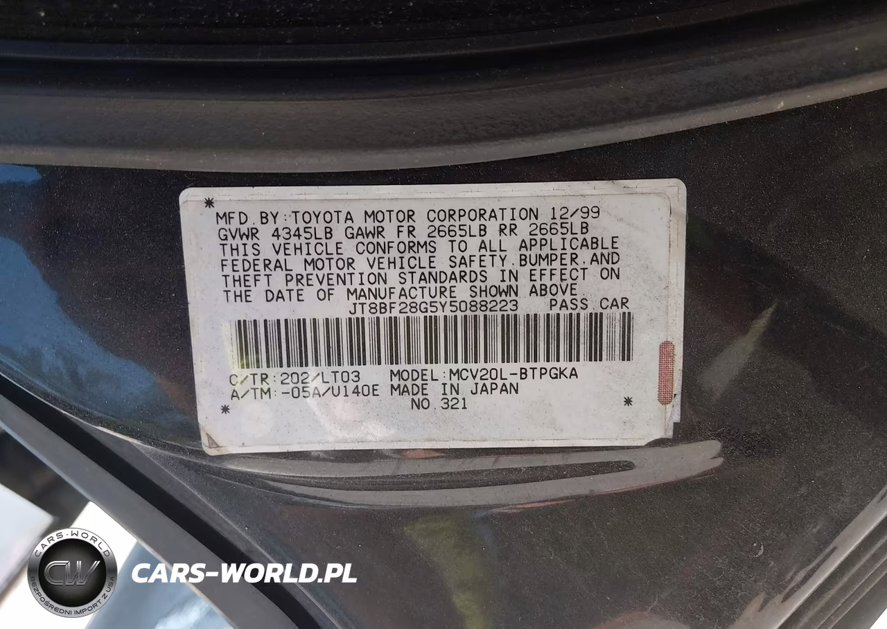 2000 Lexus Es 300 VIN:JT8BF28G5Y5088223 - 9
