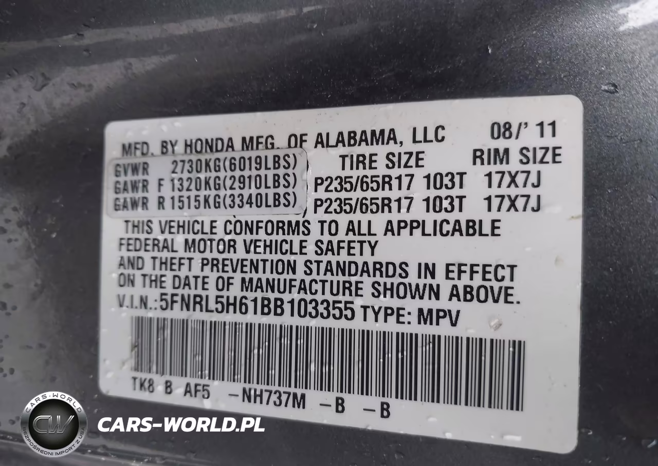 2011 Honda Odyssey Ex-L VIN:5FNRL5H61BB103355 - 9