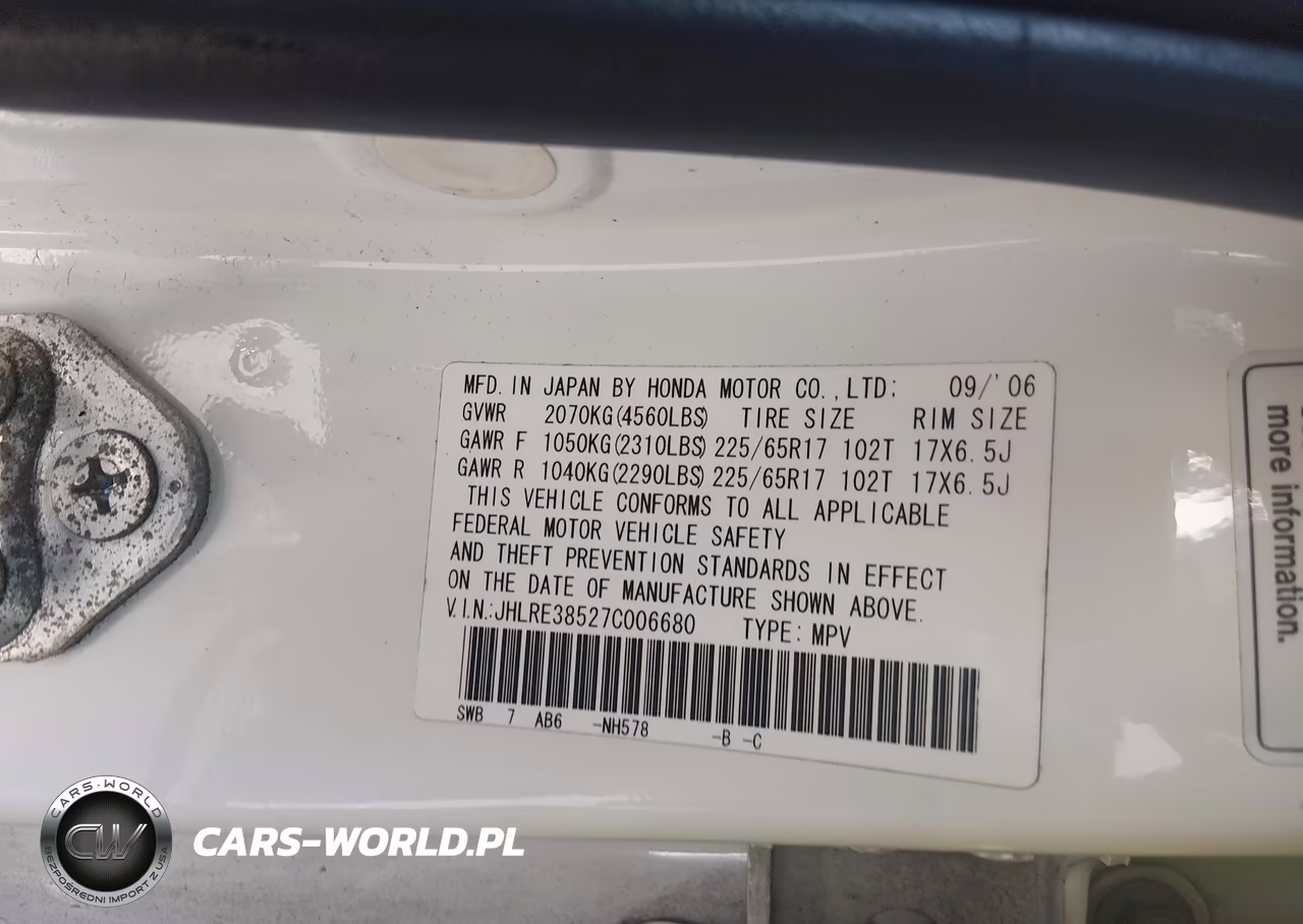 2007 Honda Cr-V Ex VIN:JHLRE38527C006680 - 9