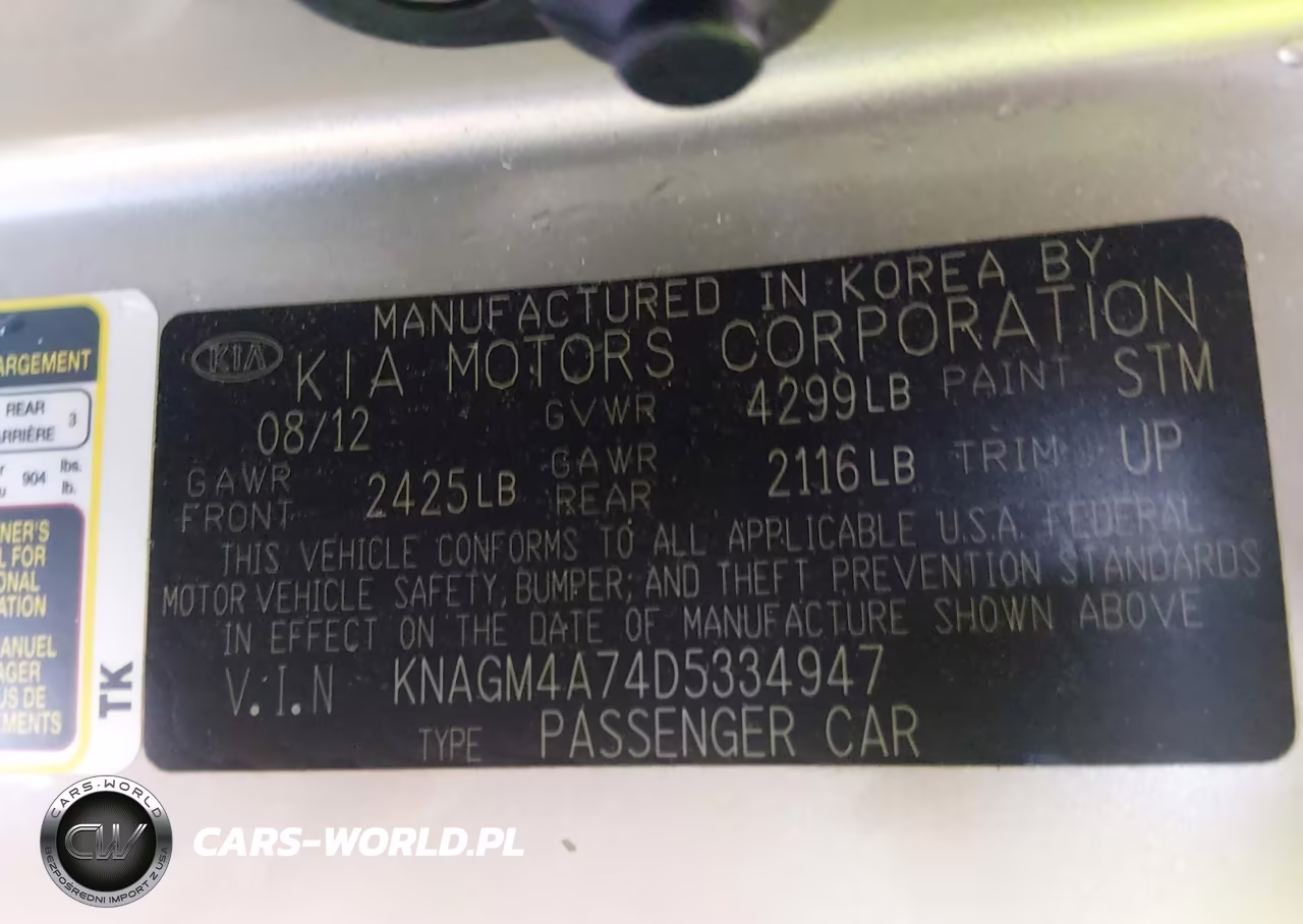 2013 Kia Optima Lx VIN:KNAGM4A74D5334947 - 9