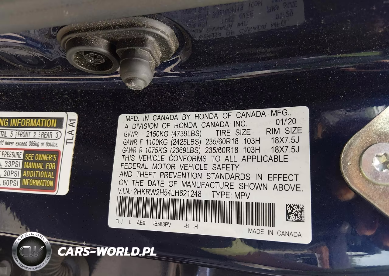 2020 Honda Cr-V Awd Ex VIN:2HKRW2H54LH621248 - 9