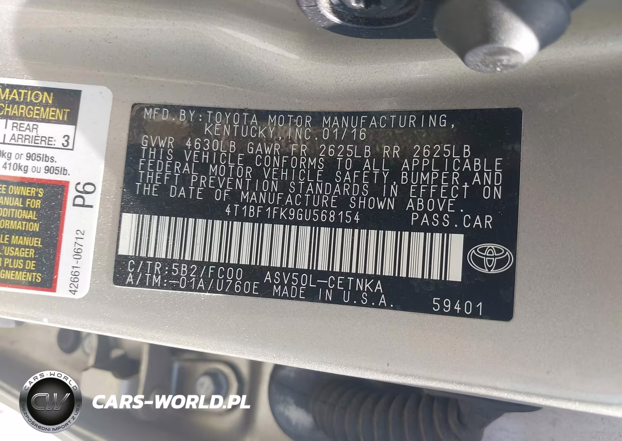2016 Toyota Camry Le VIN:4T1BF1FK9GU568154 - 9