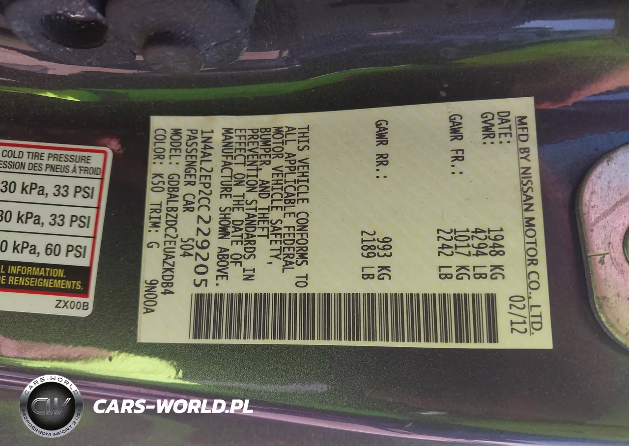 2012 Nissan Altima 2.5 S VIN:1N4AL2EP2CC229205 - 9