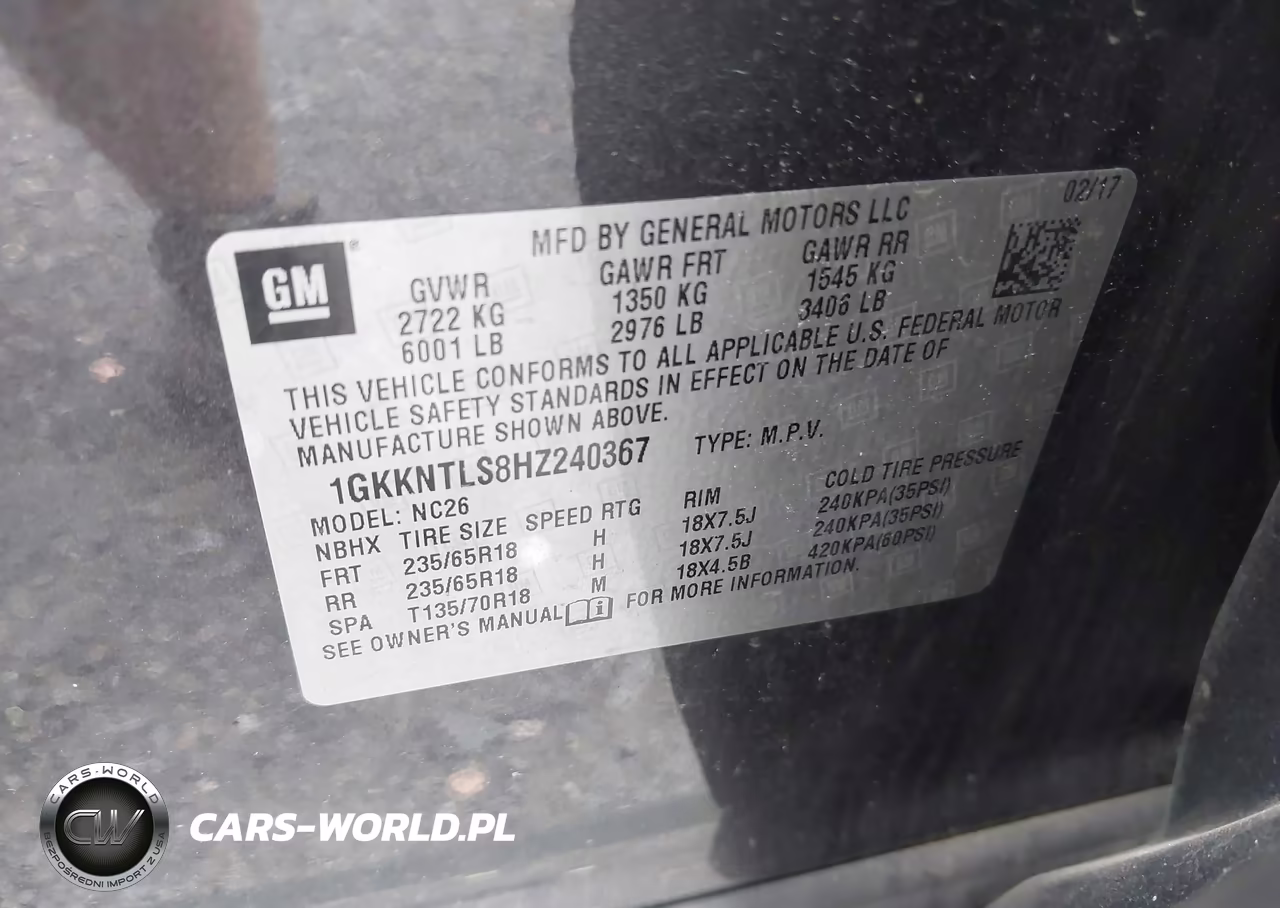 2017 GMC Acadia Sle-2 VIN:1GKKNTLS8HZ240367 - 9