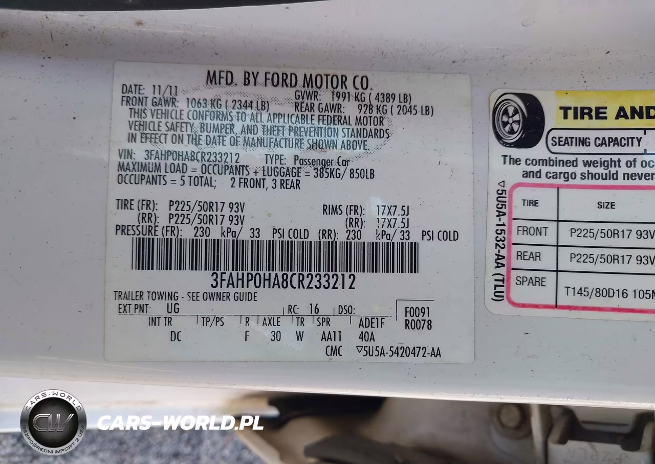 2012 Ford Fusion Se VIN:3FAHP0HA8CR233212 - 9