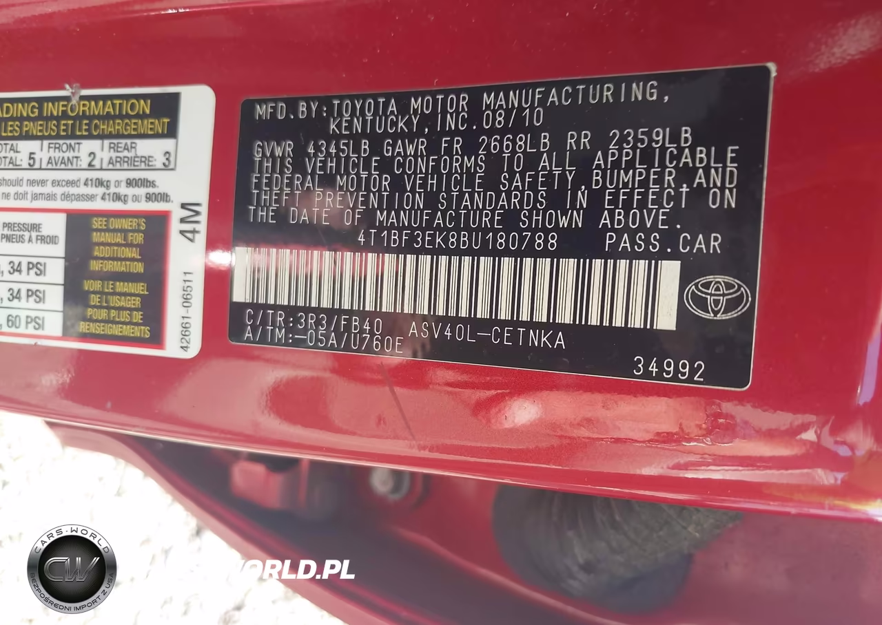 2011 Toyota Camry Le VIN:4T1BF3EK8BU180788 - 9