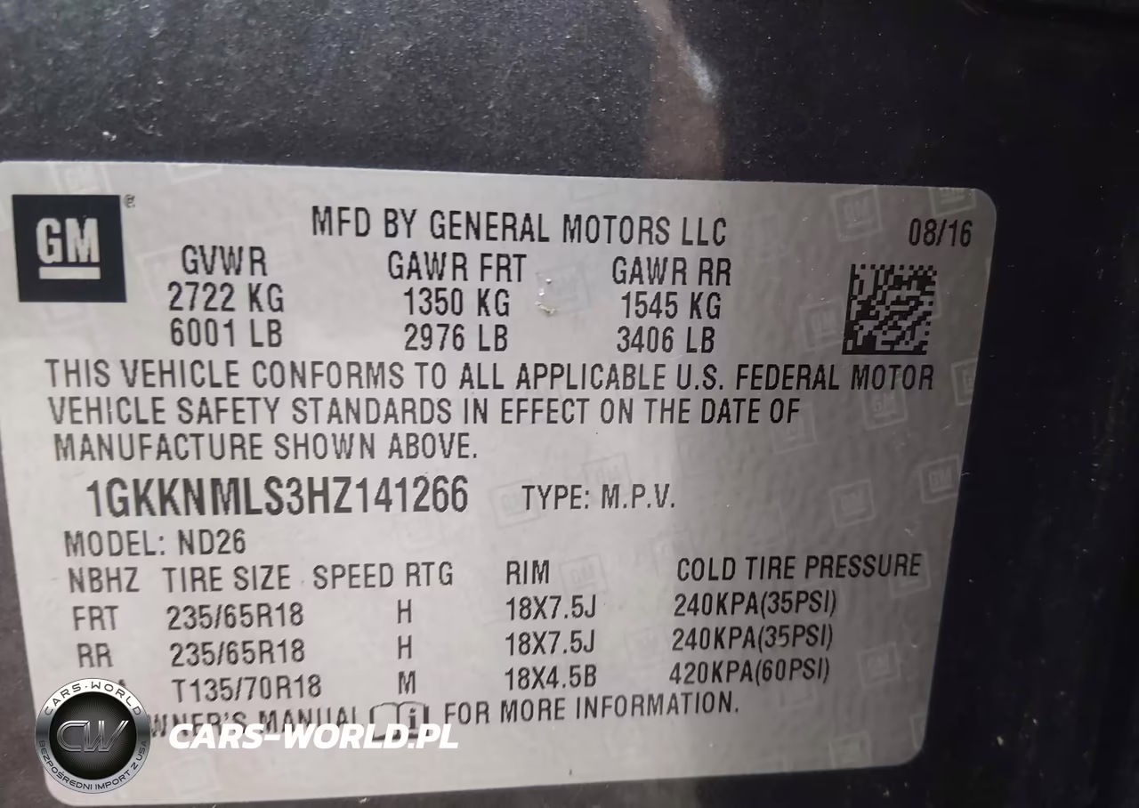2017 GMC Acadia Slt-1 VIN:1GKKNMLS3HZ141266 - 9