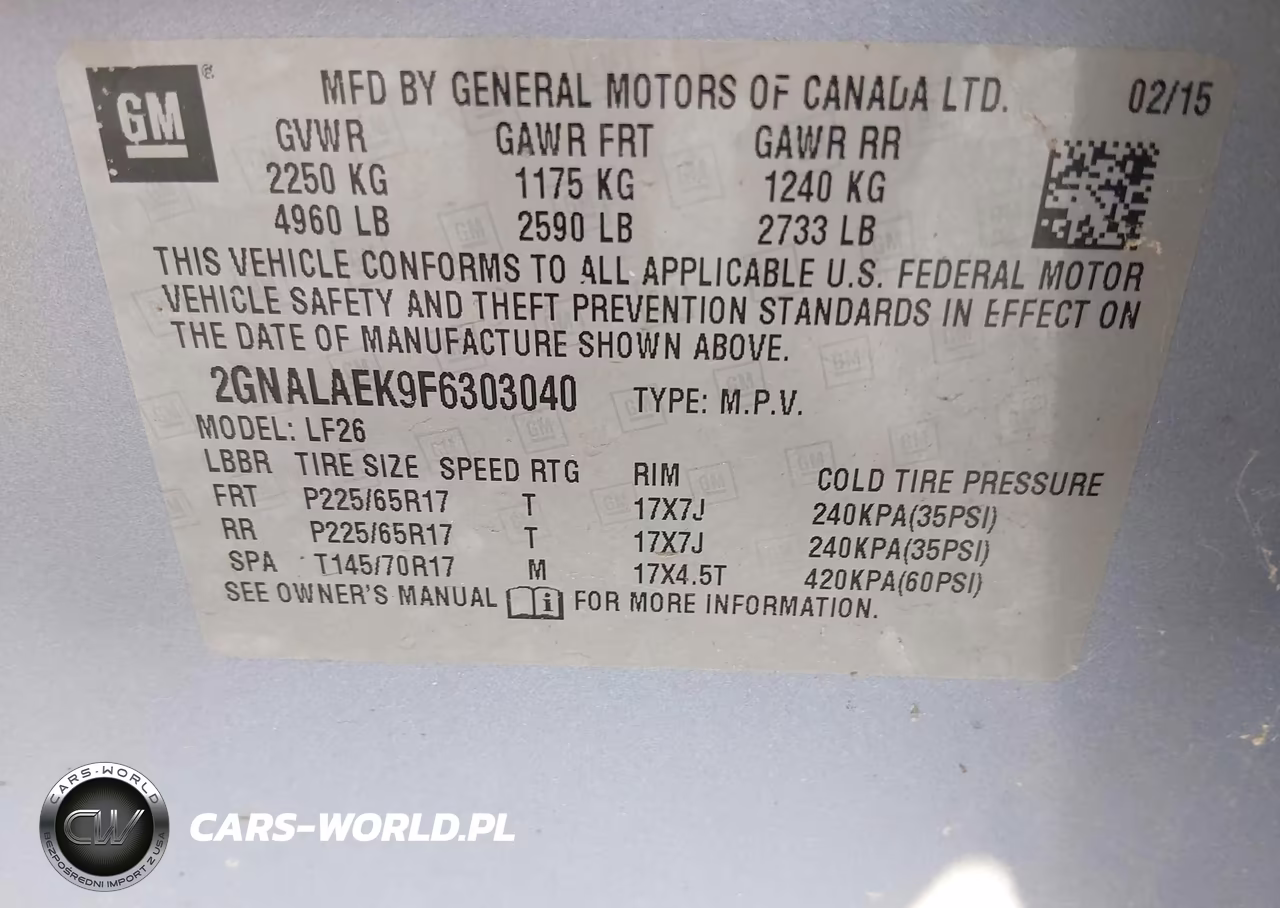 2015 Chevrolet Equinox VIN:2GNALAEK9F6303040 - 9