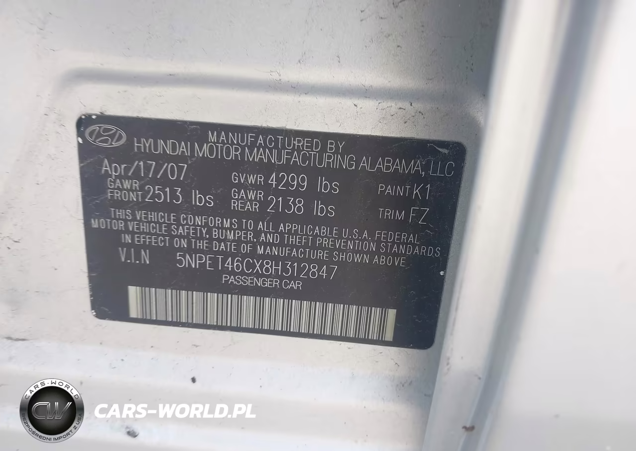 2008 Hyundai Sonata Gls VIN:5NPET46CX8H312847 - 9
