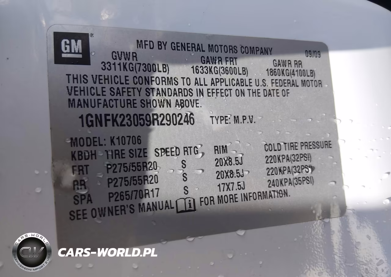 2009 Chevrolet Tahoe Lt2 VIN:1GNFK23059R290246 - 9