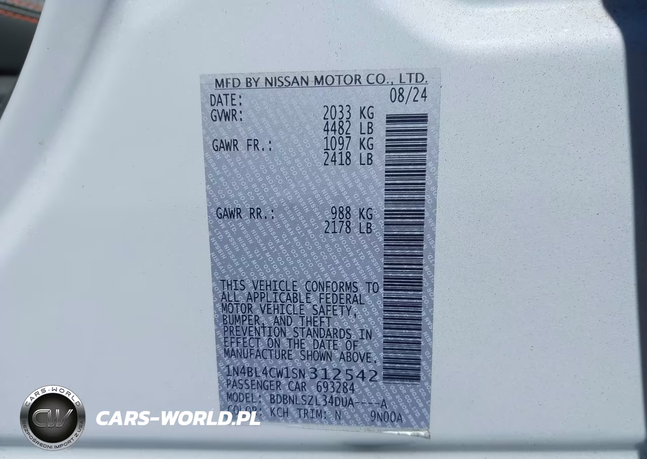 2025 Nissan Altima Sr Awd VIN:1N4BL4CW1SN312542 - 9