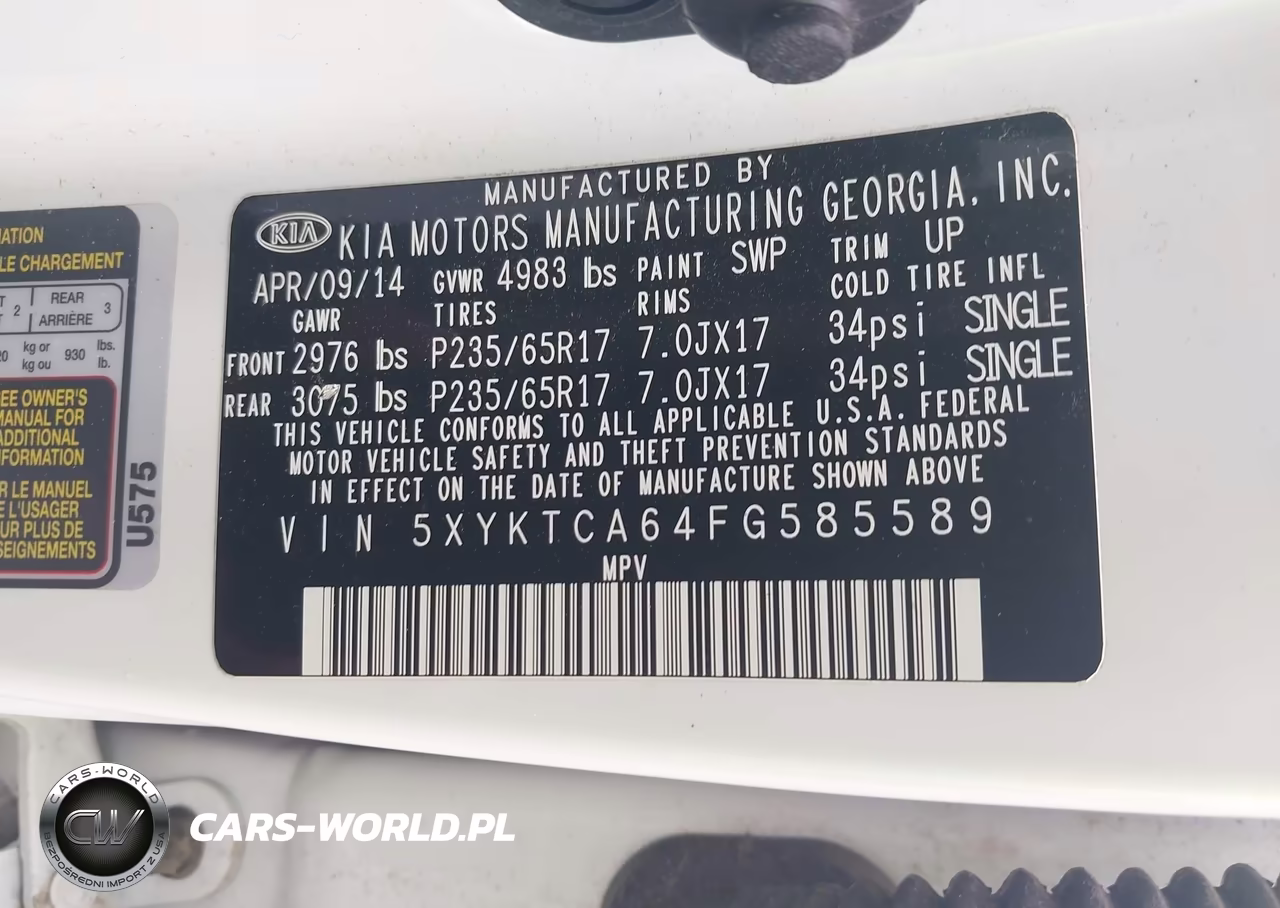 2015 Kia Sorento Lx VIN:5XYKTCA64FG585589 - 9
