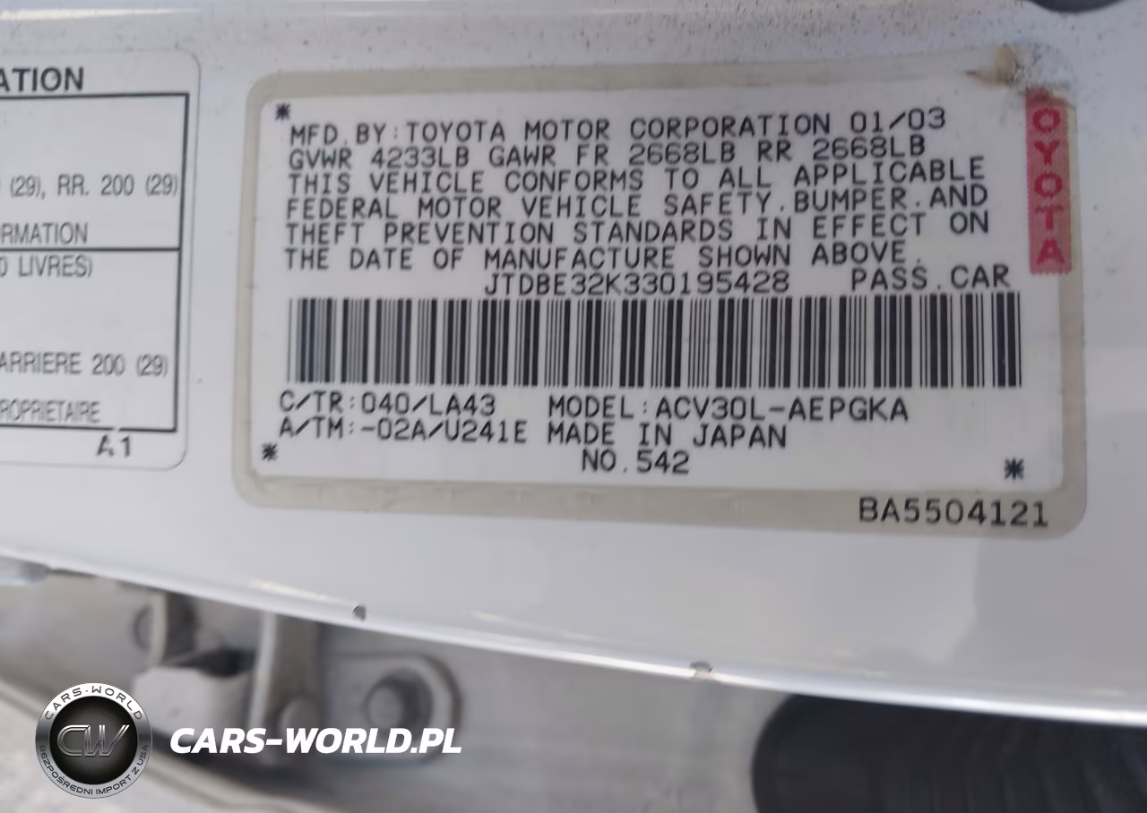 2003 Toyota Camry Xle VIN:JTDBE32K330195428 - 9