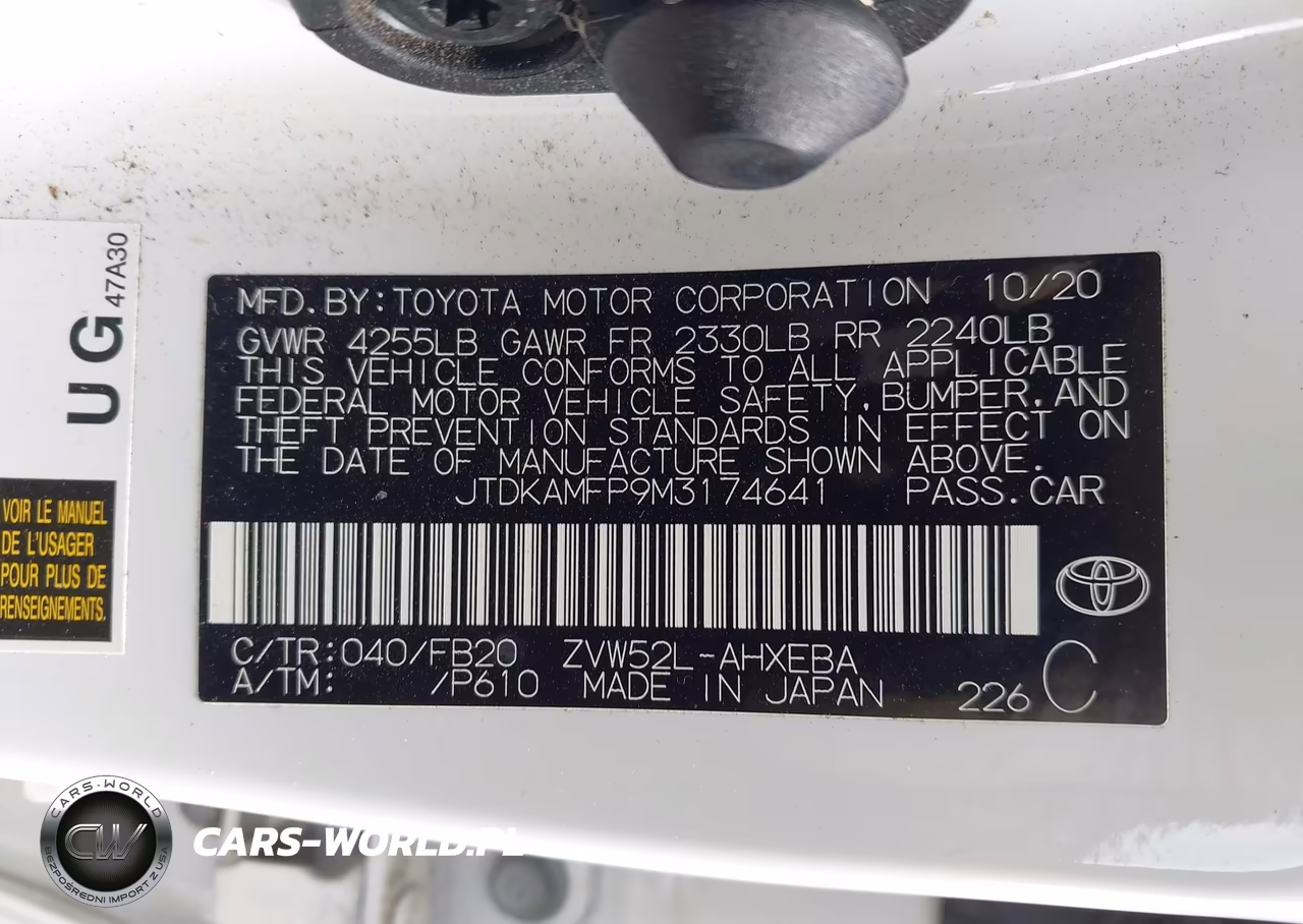 2021 Toyota Prius Prime Le VIN:JTDKAMFP9M3174641 - 9
