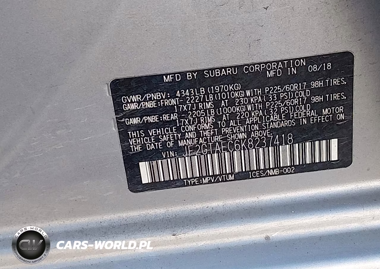 2019 Subaru Crosstrek 2.0I Premium VIN:JF2GTAEC6K8237418 - 9