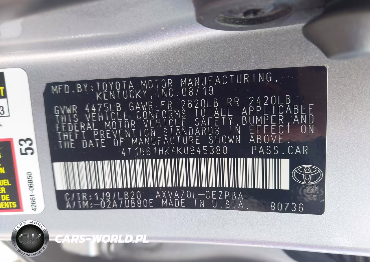 2019 Toyota Camry Xse VIN:4T1B61HK4KU845380 - 9